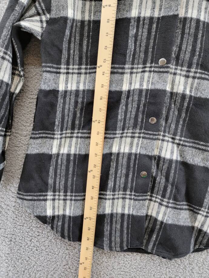 Steve Madden Sophia Wool Blend Plaid Shirt Jacket Women's S Black/Ivory L/S