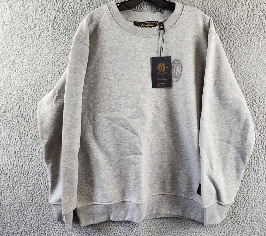 A.C. Milan Crew Neck Fleece Sweatshirt Men's XL Light Grey Heather Long Sleeve