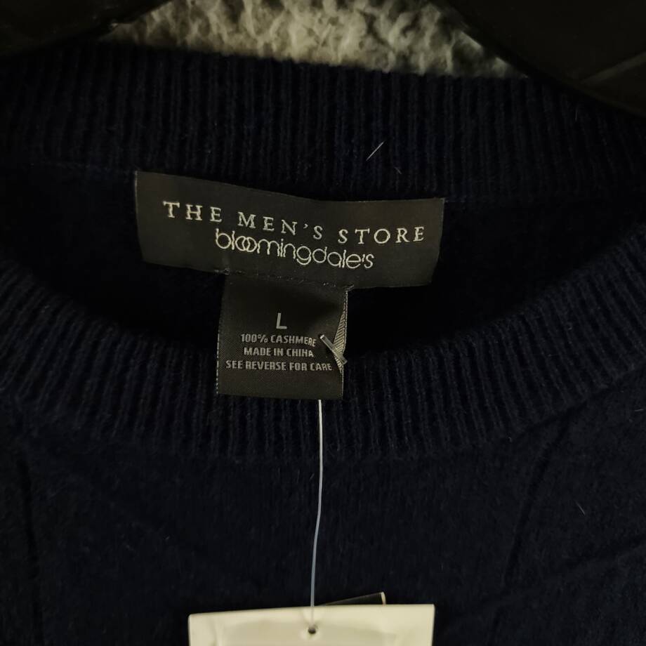 The Men's Store at Bloomingdale's Cashmere Novelty Stitch Sweater Men's L Navy