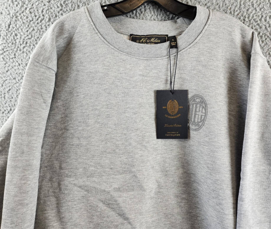 A.C. Milan Crew Neck Fleece Sweatshirt Men's XL Light Grey Heather Long Sleeve