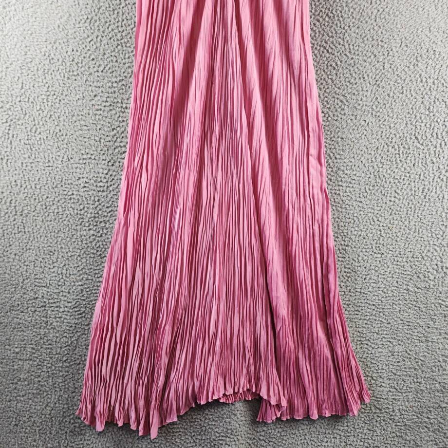 A.L.C. Angelina Pleated Maxi Dress Women's 10 Pink Deep V-Neck Adjustable Strap