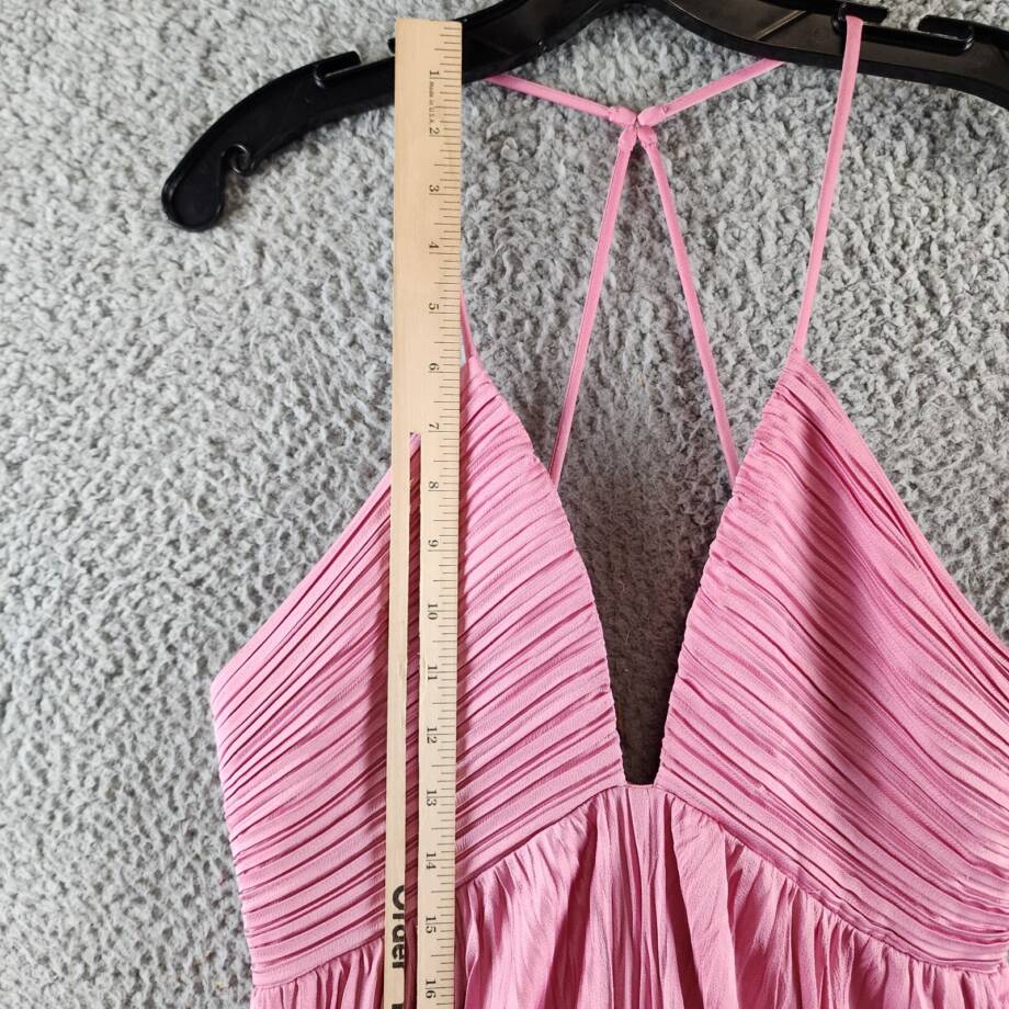 A.L.C. Angelina Pleated Maxi Dress Women's 10 Pink Deep V-Neck Adjustable Strap