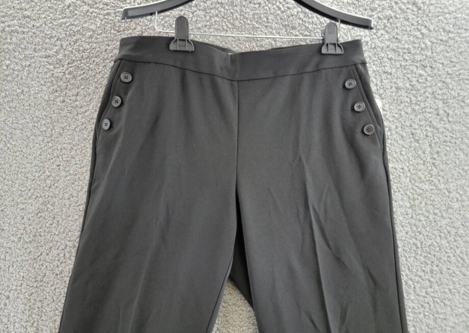 Bar III Plus Size Button-Detail Straight-Leg Pull-On Pants Women's 1X Black