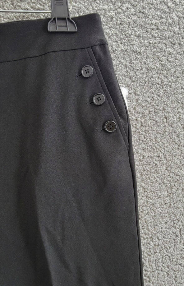Bar III Plus Size Button-Detail Straight-Leg Pull-On Pants Women's 1X Black