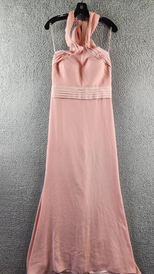Eliza J Bow Back Halter Gown Women's 10 Blush Sleeveless Back Zip Closure