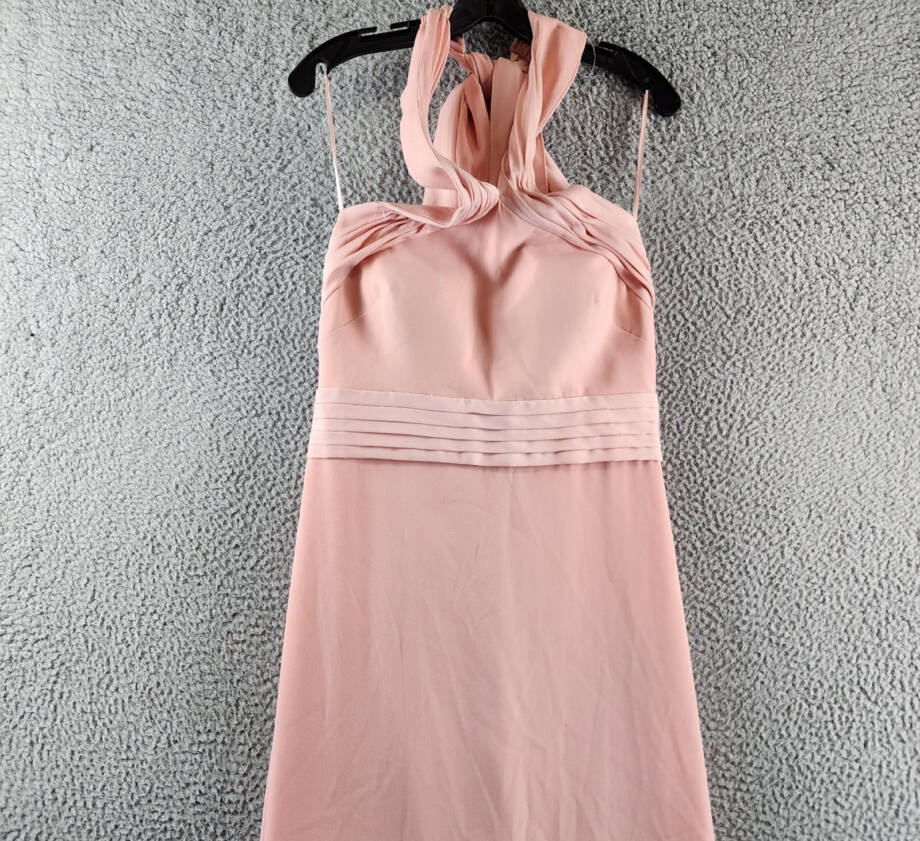 Eliza J Bow Back Halter Gown Women's 10 Blush Sleeveless Back Zip Closure