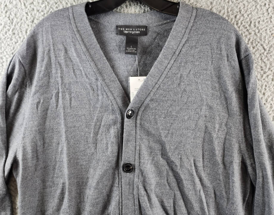 The Men's Store at Bloomingdale's Wool Button Front Cardigan Men's L Med Grey