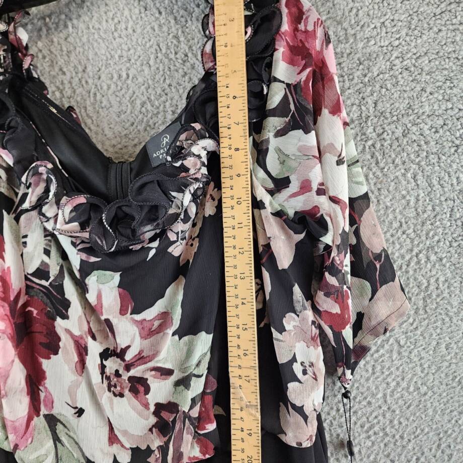 Adrianna Papell Plus Off-the-Shoulder Ruffle Jumpsuit Women's 16W Black Multi