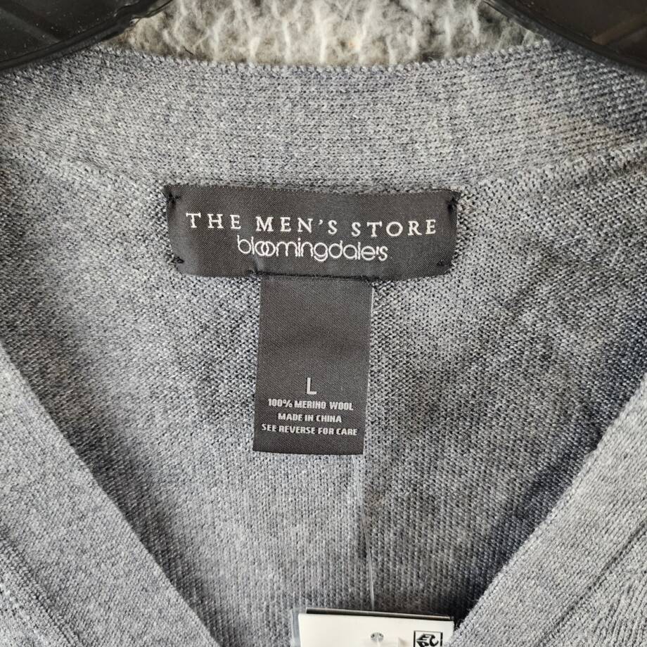 The Men's Store at Bloomingdale's Wool Button Front Cardigan Men's L Med Grey