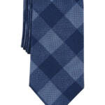 Michael Kors Maysen Check Tie Men's One Size Navy Classic Design Pointed Style