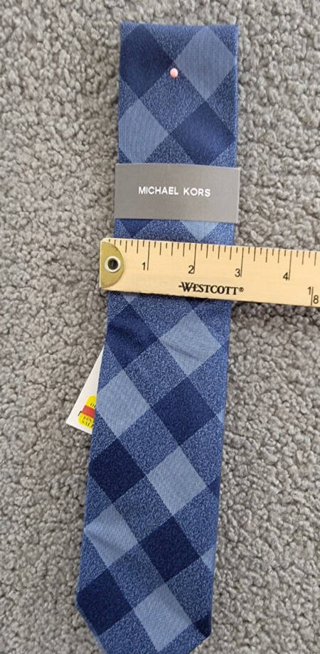 Michael Kors Maysen Check Tie Men's One Size Navy Classic Design Pointed Style