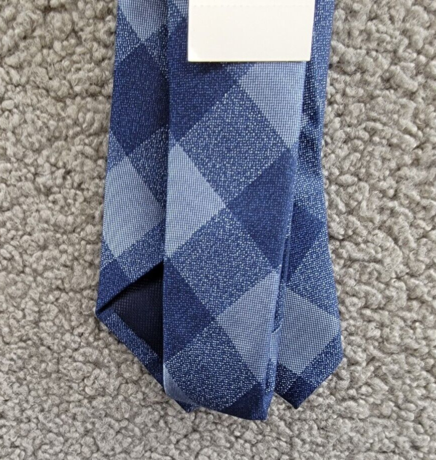 Michael Kors Maysen Check Tie Men's One Size Navy Classic Design Pointed Style