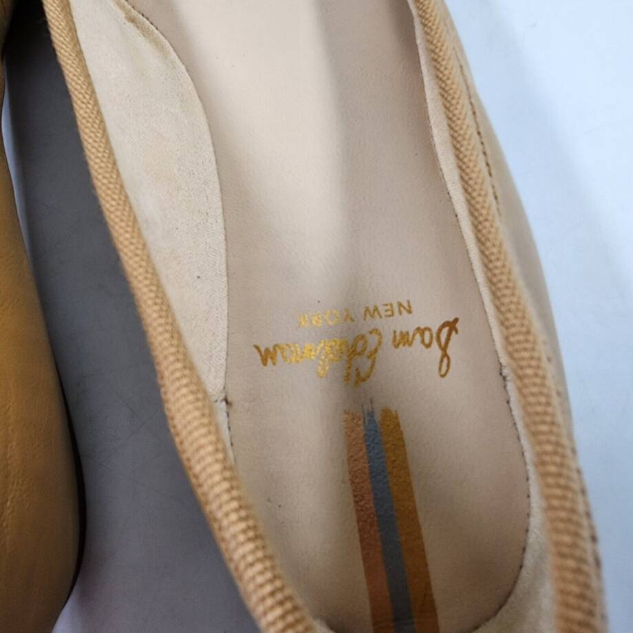 Sam Edelman Felicia Luxe Emblem Bow Ballet Flats Women's 5.5M Tan Leather SlipOn