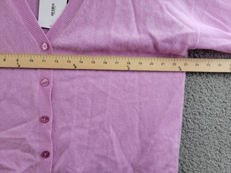 C by Bloomingdale's Cashmere Long Sleeve V-Neck Cardigan Women's L Rose Quartz