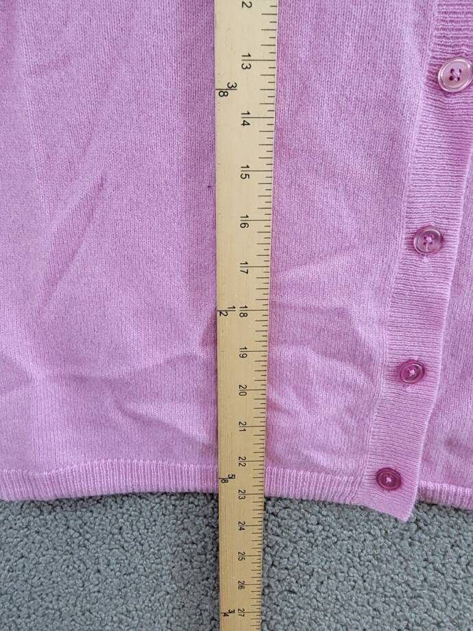 C by Bloomingdale's Cashmere Long Sleeve V-Neck Cardigan Women's L Rose Quartz