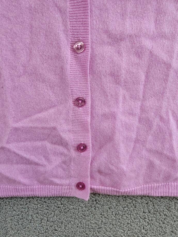 C by Bloomingdale's Cashmere Long Sleeve V-Neck Cardigan Women's L Rose Quartz