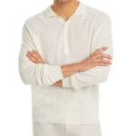 Peter Millar Crown Crafted Brixham Polo Sweater Men's M Almond Linen Wool Blend