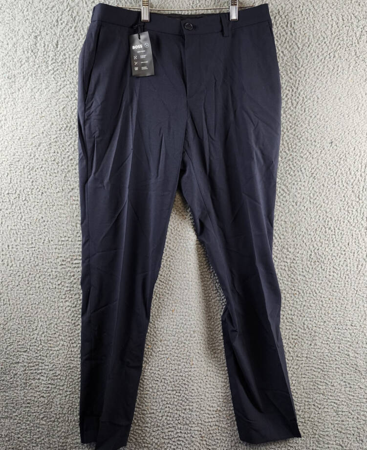 BOSS P-Genius CW-WG-243 Pants Men's 32R Dark Blue Virgin Wool Blend Mid Rise