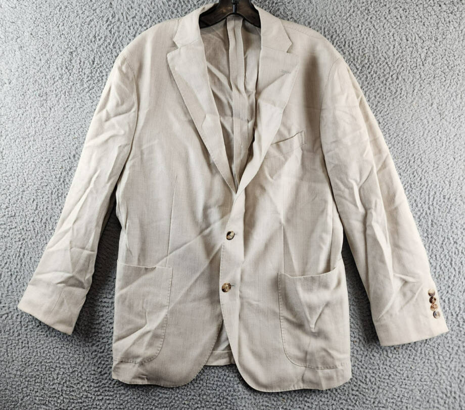 Boglioli Wool Cashmere Silk Blend Slim Fit K. Jacket Men's Natural Pockets 42