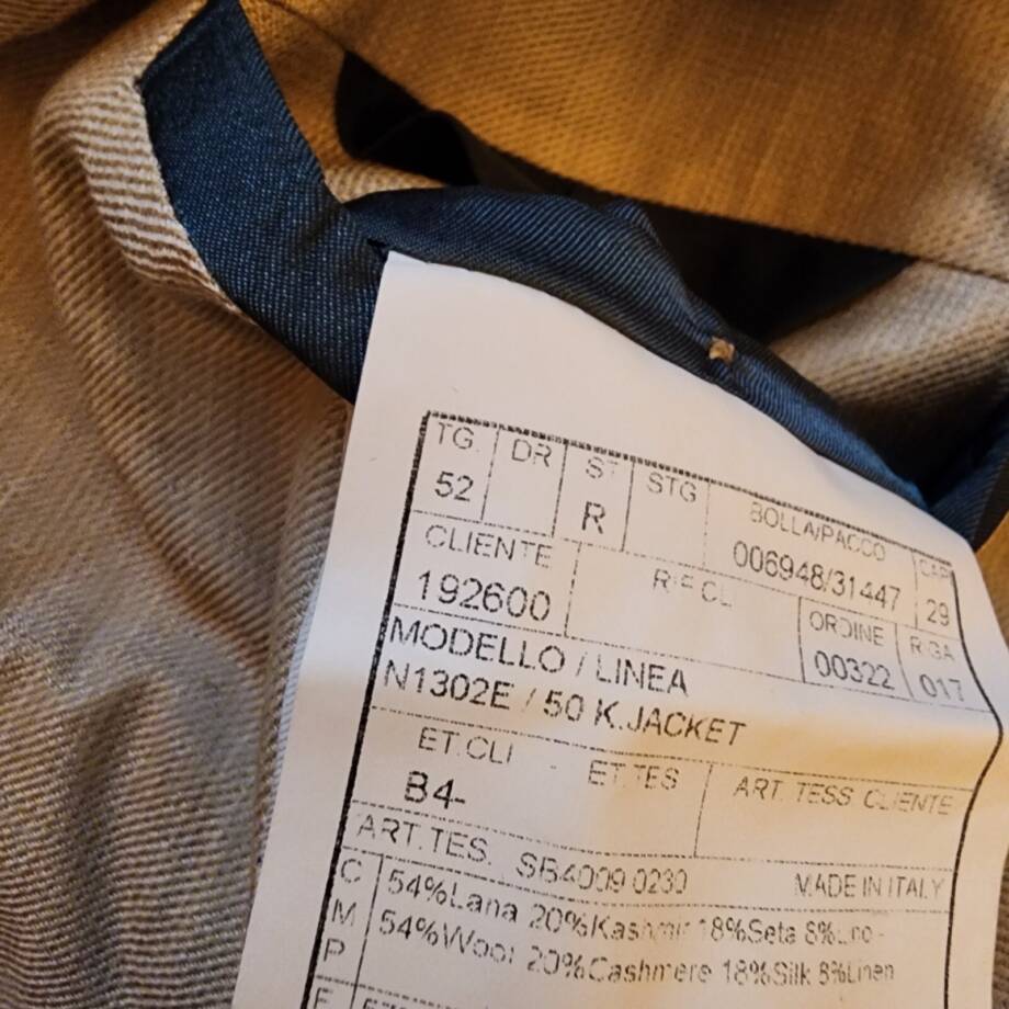 Boglioli Wool Cashmere Silk Blend Slim Fit K. Jacket Men's Natural Pockets 42