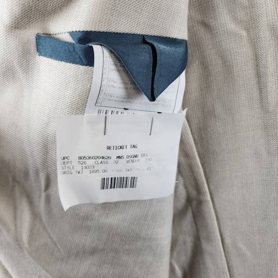 Boglioli Wool Cashmere Silk Blend Slim Fit K. Jacket Men's Natural Pockets 42