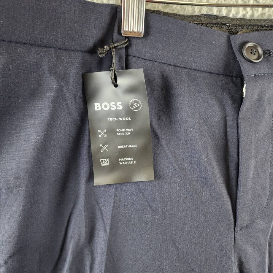BOSS P-Genius CW-WG-243 Pants Men's 32R Dark Blue Virgin Wool Blend Mid Rise