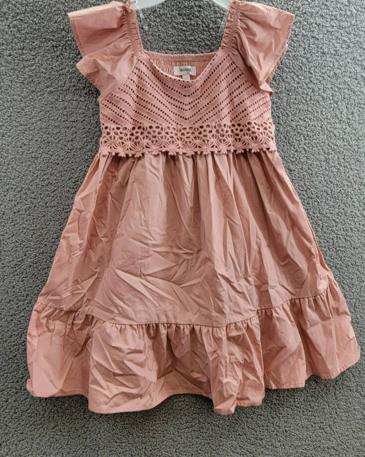 Speechless Crochet Babydoll Dress Big Girls 12 Mauve Straight Neck Short Sleeve