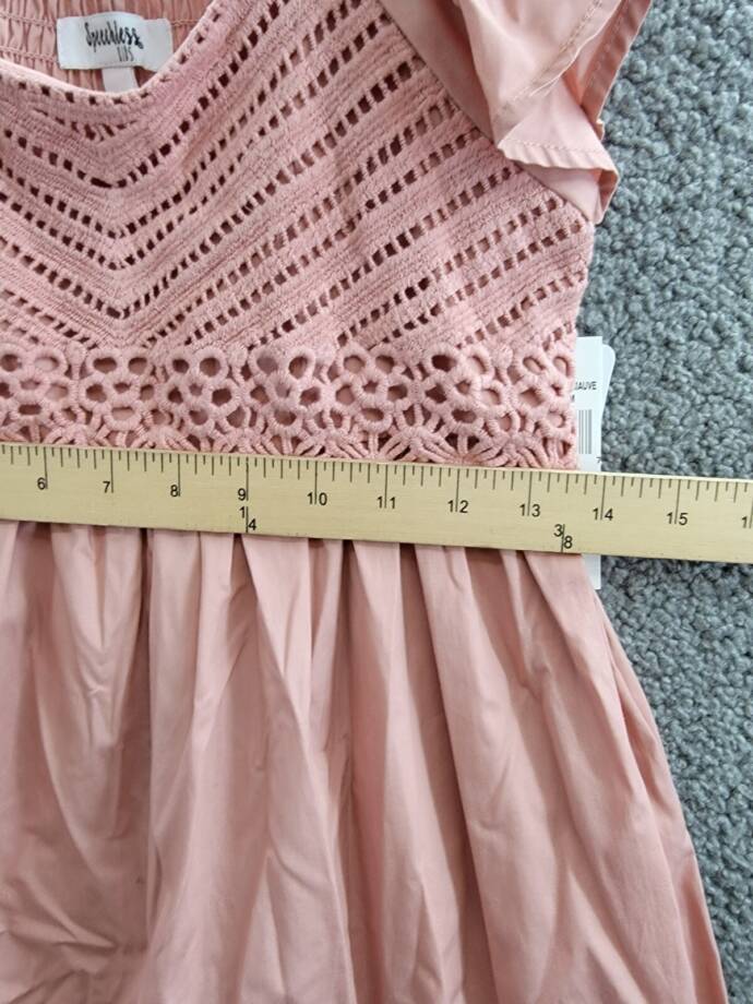 Speechless Crochet Babydoll Dress Big Girls 12 Mauve Straight Neck Short Sleeve