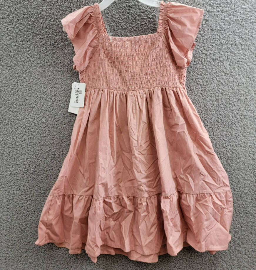Speechless Crochet Babydoll Dress Big Girls 12 Mauve Straight Neck Short Sleeve