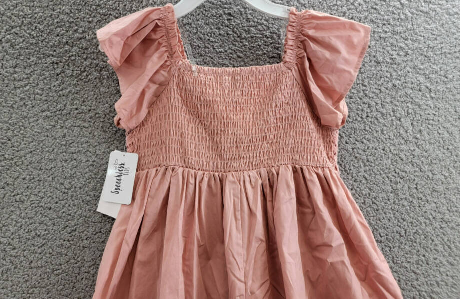 Speechless Crochet Babydoll Dress Big Girls 12 Mauve Straight Neck Short Sleeve
