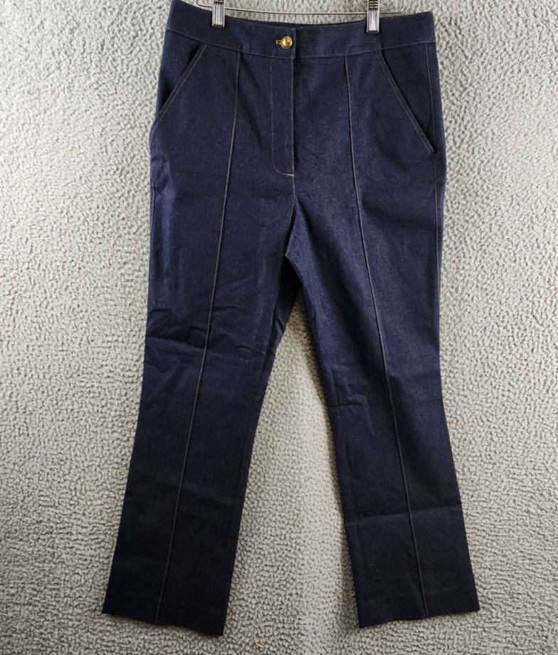 Veronica Beard Kimra High Rise Straight Leg Cropped Pants Women's 10 Dark Oxford