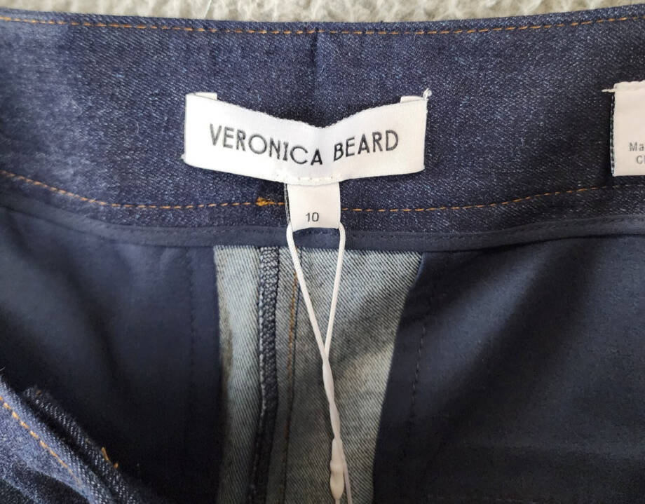 Veronica Beard Kimra High Rise Straight Leg Cropped Pants Women's 10 Dark Oxford