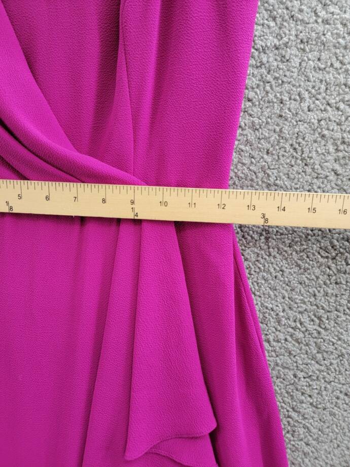AQUA Asymmetric Overlay Crepe Gown Women's 2 Orchid Front Slit Back Zip Closure