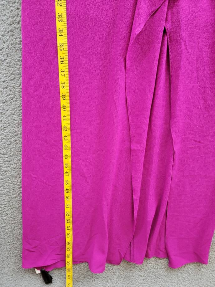 AQUA Asymmetric Overlay Crepe Gown Women's 2 Orchid Front Slit Back Zip Closure