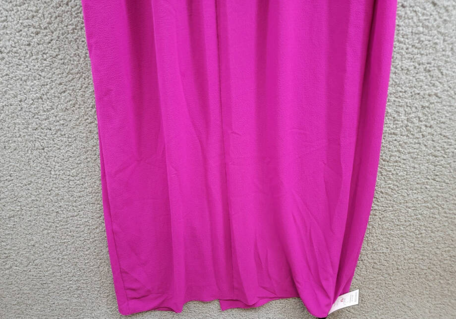 AQUA Asymmetric Overlay Crepe Gown Women's 2 Orchid Front Slit Back Zip Closure