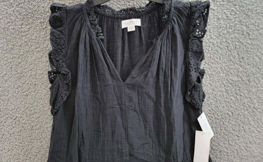 Velvet by Graham & Spencer Grace Ruffle Sleeve Mini Dress Women's XS Black Solid