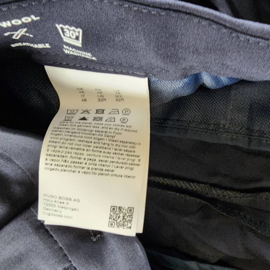 BOSS P-Genius CW-WG-243 Pants Men's 32R Dark Blue Virgin Wool Blend Mid Rise