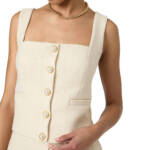 French Connection Structured Woven Button-Front Top Women's 0 Classic Cream