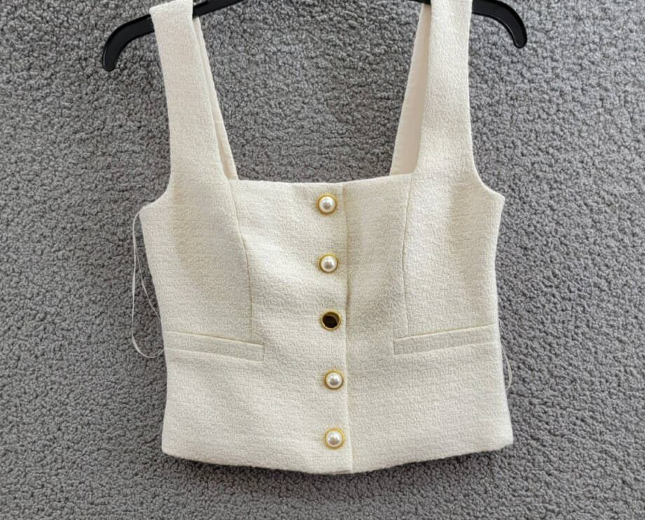 French Connection Structured Woven Button-Front Top Women's 0 Classic Cream