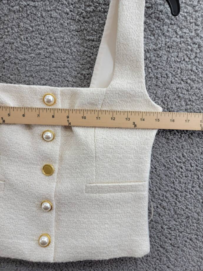 French Connection Structured Woven Button-Front Top Women's 0 Classic Cream