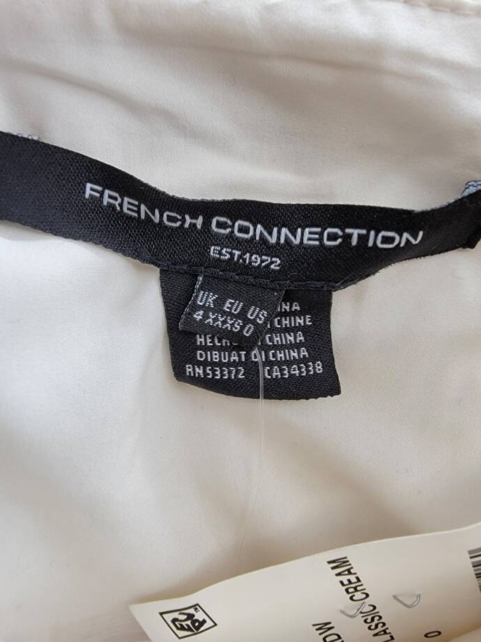 French Connection Structured Woven Button-Front Top Women's 0 Classic Cream