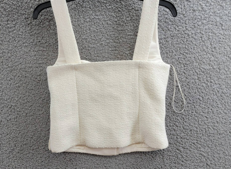 French Connection Structured Woven Button-Front Top Women's 0 Classic Cream