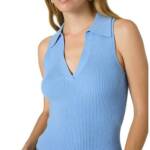 FRENCH CONNECTION Cosysoft V-Neck Knit Tank Top Women's XL Blue Ribbed Pullover