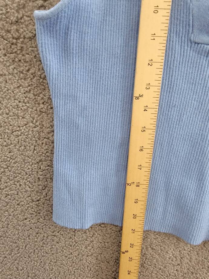 FRENCH CONNECTION Cosysoft V-Neck Knit Tank Top Women's XL Blue Ribbed Pullover