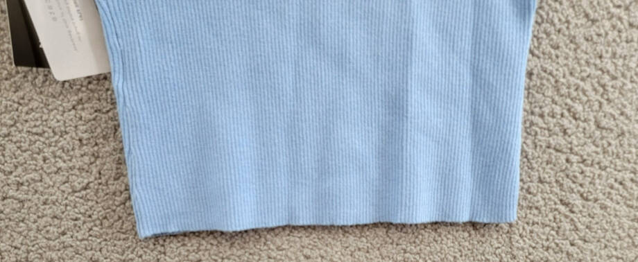 FRENCH CONNECTION Cosysoft V-Neck Knit Tank Top Women's XL Blue Ribbed Pullover