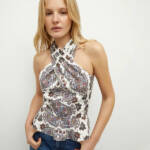 Veronica Beard Drey Kaleidoscope-Print Top Women's 00 Off-White Multi Back Zip