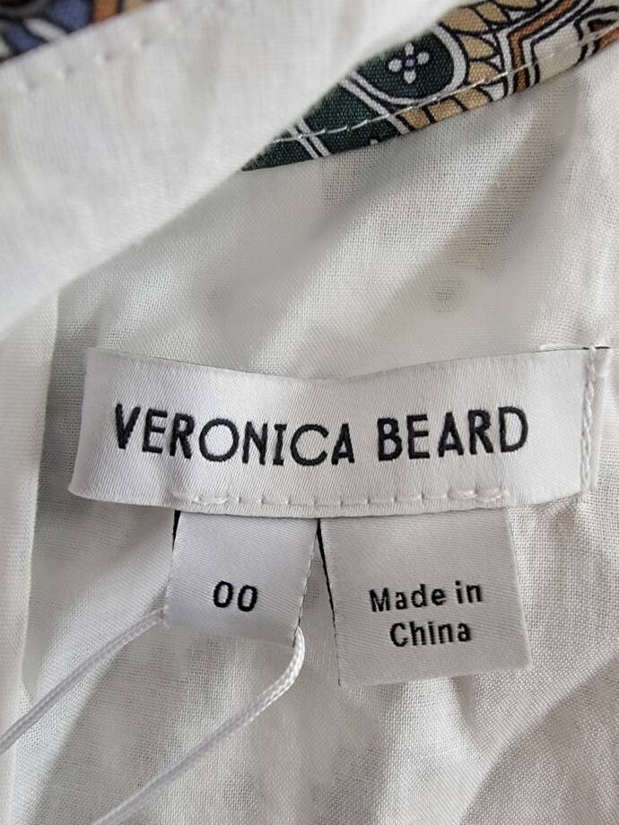 Veronica Beard Drey Kaleidoscope-Print Top Women's 00 Off-White Multi Back Zip