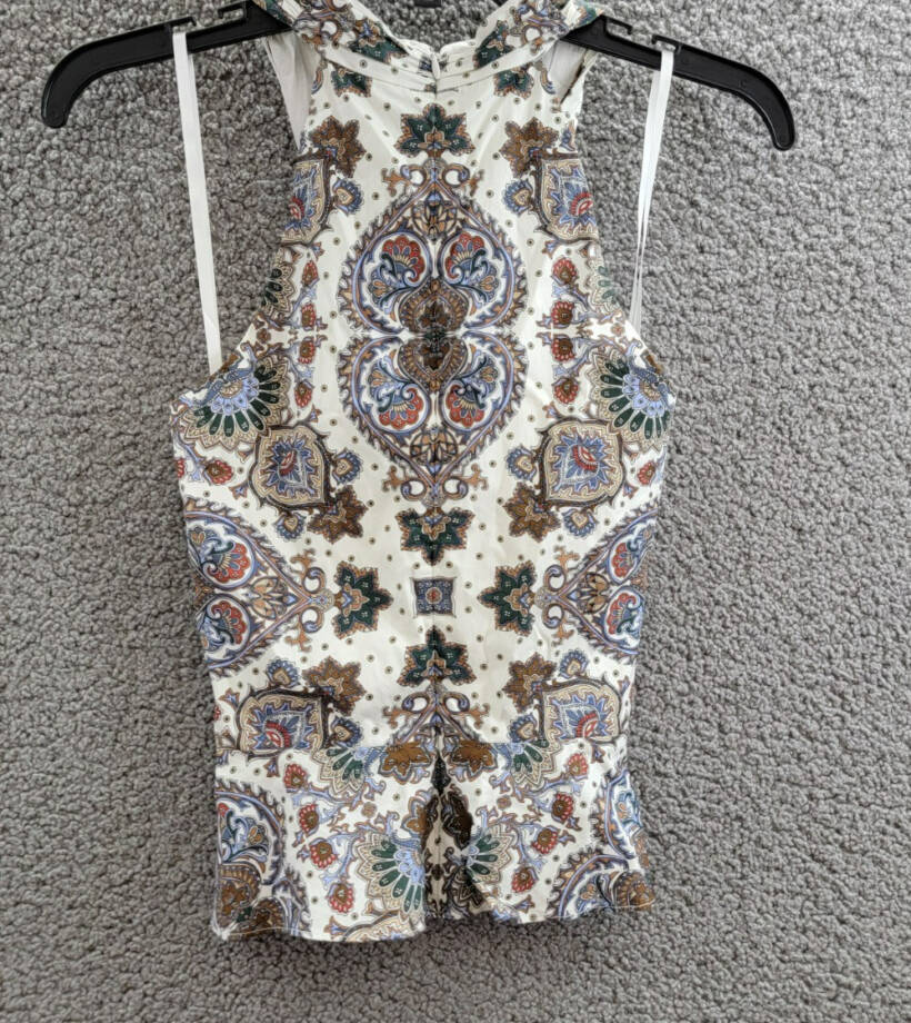 Veronica Beard Drey Kaleidoscope-Print Top Women's 00 Off-White Multi Back Zip