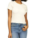 Michael Michael Kors Smocked Crewneck Top Women's M White Button Back Closure