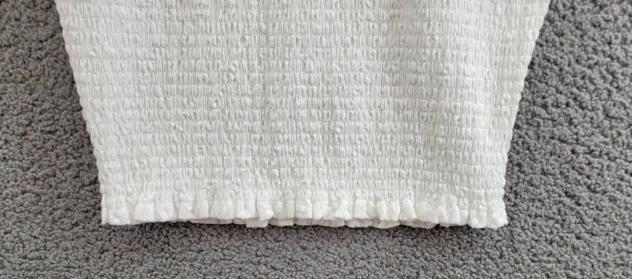 Michael Michael Kors Smocked Crewneck Top Women's M White Button Back Closure